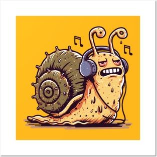 Stressed Snail Listening To Music Posters and Art